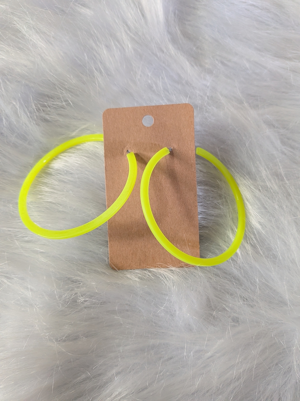 Neon Yellow Hoop Earrings - Bold Acrylic Hoops